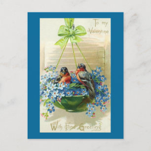 Naar mijn Valentijn vogels in bloemen Feestdagenkaart