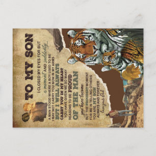 Naar mijn zoon Gift, Tiger Lovers, brief aan zoon Aankondigingskaart