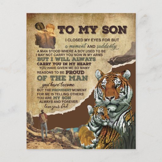Naar mijn zoon Gift, Tiger Lovers, brief aan zoon  Flyer (Voorkant)