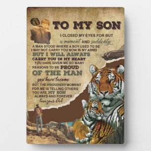 Naar mijn zoon Gift, Tiger Lovers, brief aan zoon  Fotoplaat