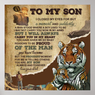 Naar mijn zoon Gift, Tiger Lovers, brief aan zoon Poster