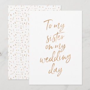 Naar mijn zus op mijn trouwdag. kaart
