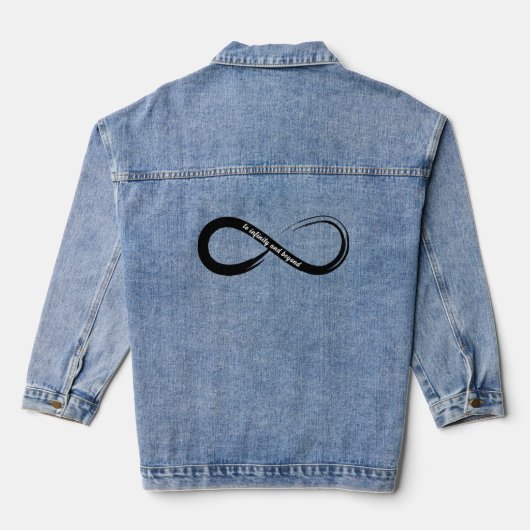 Naar oneindig en verder penseelstreeksymbool denim jacket (Achterkant)