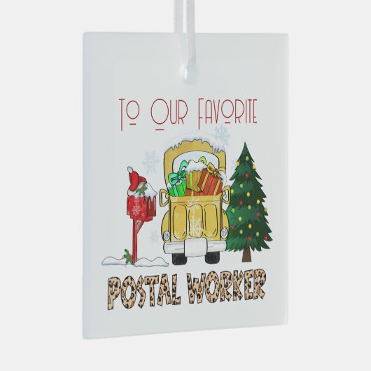 Naar onze favoriete postbezorger Kerst Glas Ornament (Voorkant Rechts)