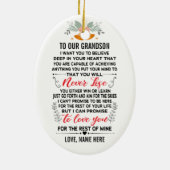 Naar onze kleinzoon van grootouders met aangepaste keramisch ornament (Achterkant)