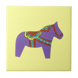 Naar rechts gerichte Tegel van Paarse paarden Tegeltje