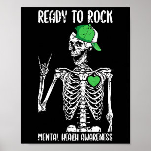 Naar Rock Mental Health Awareness Skelet Rock Hand Poster