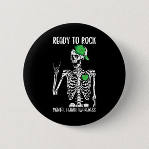 Naar Rock Mental Health Awareness Skelet Rock Hand Ronde Button 5,7 Cm