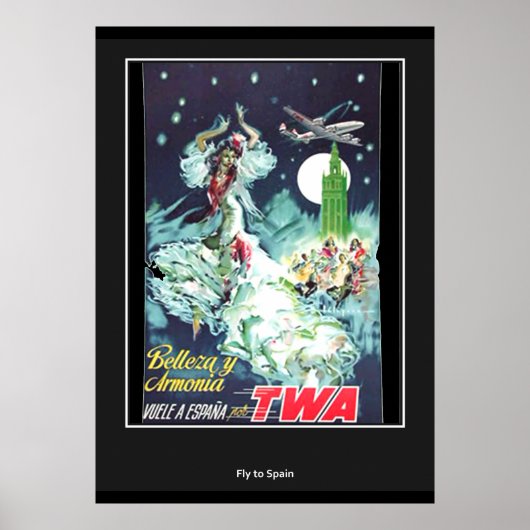 Naar Spanje vliegen  Retro Print (Voorkant)