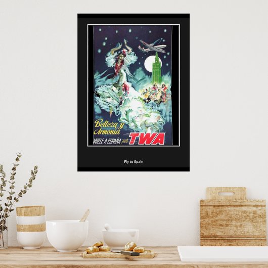 Naar Spanje vliegen  Retro Print (Keuken)