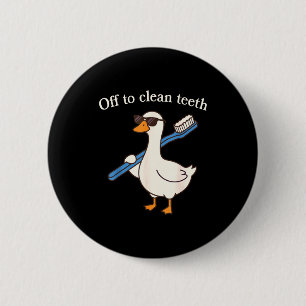 Naar tanden poetsen grappige gans tandarts tandhee ronde button 5,7 cm