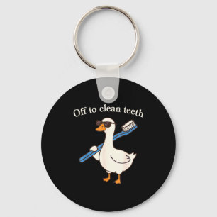 Naar tandenpoetsen funny goose tandarts tandheelku sleutelhanger