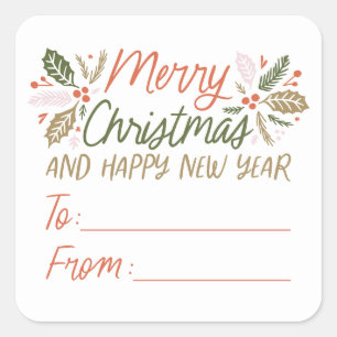 Naar/van het type Holly Berry Kerstmis Vierkante Sticker