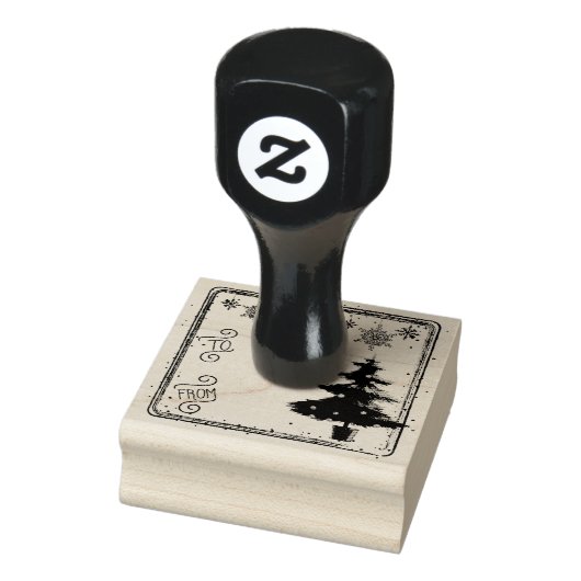 Naar Van Kerstboom Geschenk Label Stempel (Stempel)