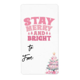 Naar/Van label Roze Schattige kerstcadeau label