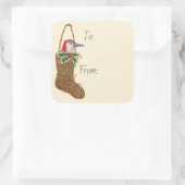 Naar/van sticker met kerstbedekking (Tas)