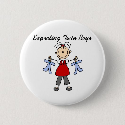 Naar verwachting tweelingjongens  ronde button 5,7 cm (Voorkant)