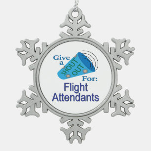 Naar voren halen voor vliegbegeleiders tin sneeuwvlok ornament