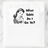 Naar welke tafel ga ik? rechthoekige sticker (Tas)