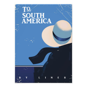 Naar Zuid-Amerika vintage reisposter Foto Afdruk