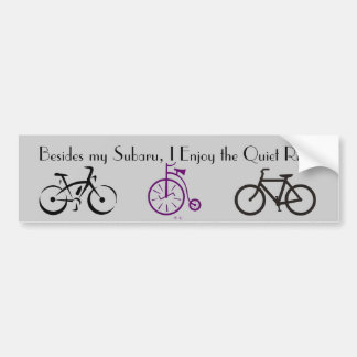 Naast mijn Subaru geniet ik van de Quiet Ride Bumpersticker