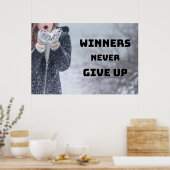 "N'abandonnez jamais" Inspiration murale Poster (Cuisine)