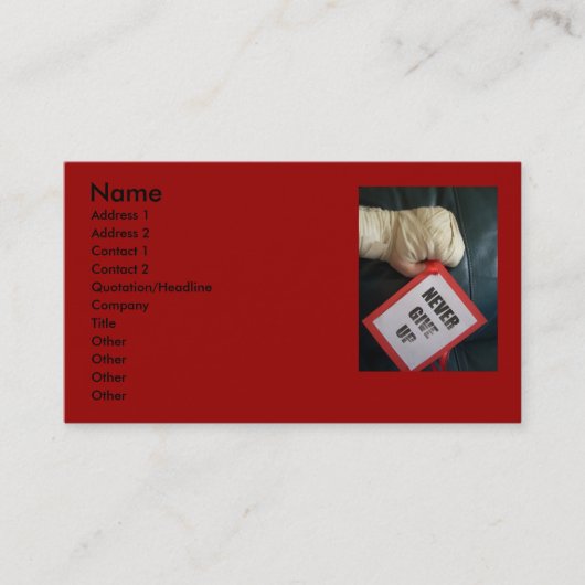 N'abandonnez jamais les cartes de visite de boxe (Devant)