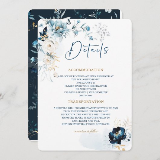 Nabestaandenblauw en gouden bruiloft - Kaart (Voorkant / Achterkant)