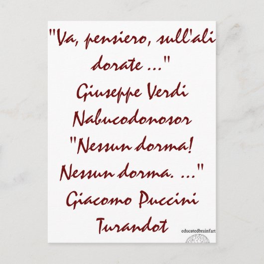 Nabucco en Turandot Briefkaart (Voorkant)