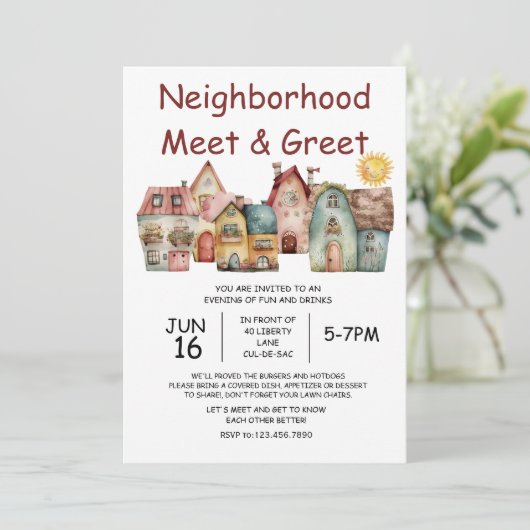 Nabuurschap ontmoeten & Groet Uitnodiging (Staand voorkant)