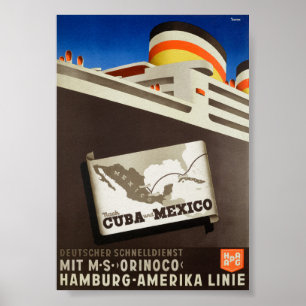 Nach Cuba und Mexico HAPAG Vintage Poster 1935