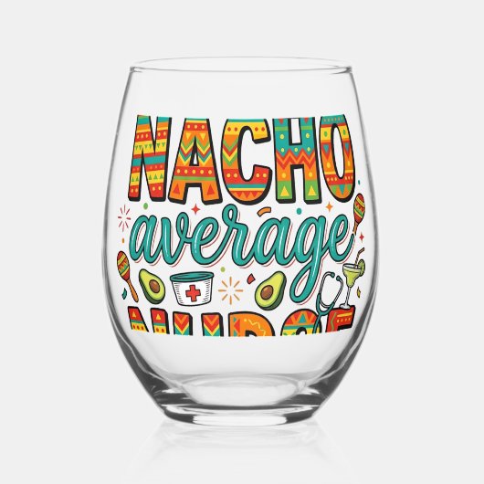 Nacho Average Nurse Fiesta Vector Shirt Design_1 Wijnglas Zonder Voet (Voorkant)