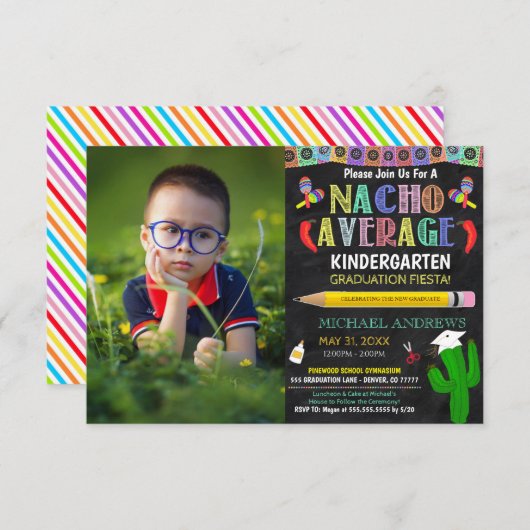 Nacho Gemiddeld Afstuderen Uitnodiging (Voorkant / Achterkant)