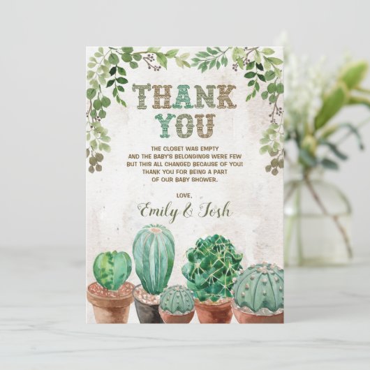 Nacho Gemiddelde Fiesta Baby shower Dank u kaart (Staand voorkant)