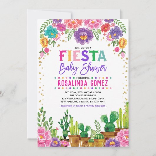 Nacho Gemiddelde Fiesta Floral Girl Baby shower Kaart (Voorkant)