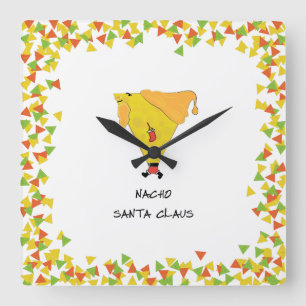 Nacho Santa met Chips Vierkante Klok