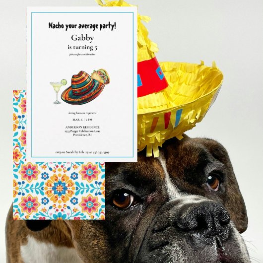 Nacho Uw gemiddelde hond Sombrero Taco Uitnodiging