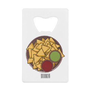 Nachos cartoon illustratie kredietkaart flessenopener