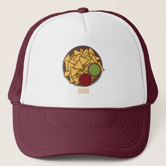 Nachos cartoon illustratie trucker pet (Voorkant)