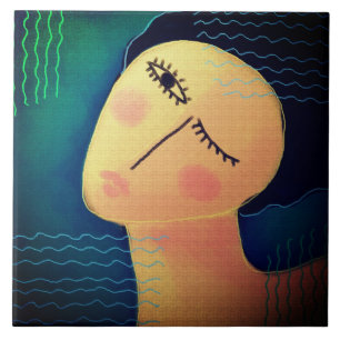 Nacht Abstract Digitaal Schilderen van een Vrouw Tegeltje