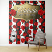 Nacht bij de Opera| Rode Rozen Elegante Achtergron Wandkleed (In situ)