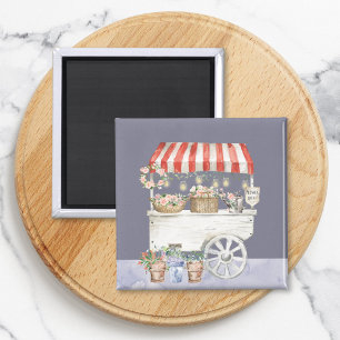 Nacht Bloemenmarkt Aquarel Cottagecore Kunst Magneet