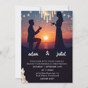 nacht boho rustiek modern elegant Twilight Bruilof Kaart