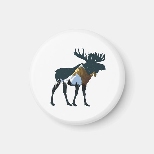 Nacht bos eland magneet (Voorkant)