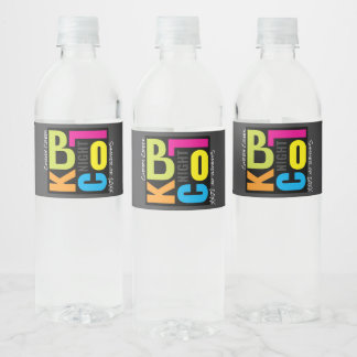 Nacht Buurt Block Party | Retro Typografie Waterfles Etiket