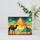 Nacht Egyptische piramides kameel woestijn Briefka Briefkaart (Staand voorkant)