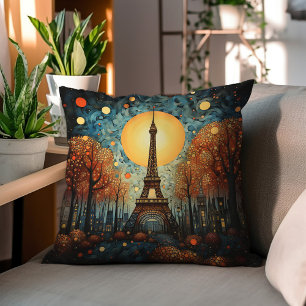 Nacht in Parijs midden-eeuw schilderij Kussen