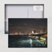 Nacht in Tel Aviv, Israël Briefkaart (Voorkant / Achterkant)