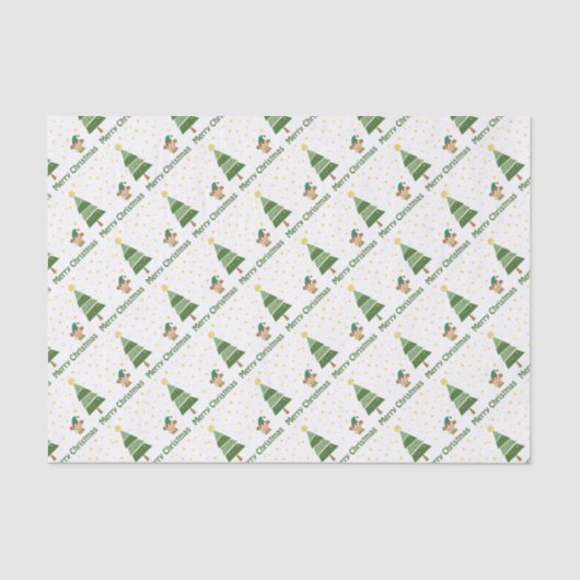 Nacht kerstscène met Cute Monkey Tissuepapier (Voorkant)