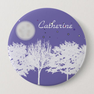 Nacht maan en sterren bomen silhouette art ronde button 4,0 cm